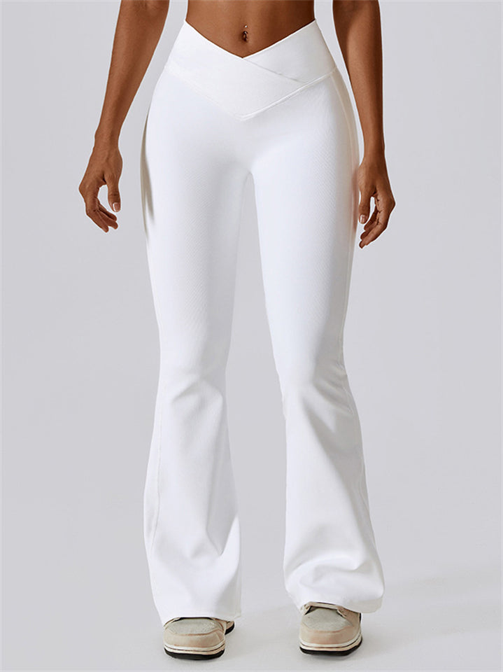 Women's Solid Color Sporty Flared Yoga Pants