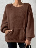 Women's Cozy Fleece Loose Fit Pocket Long Sleeve Pullover Sweatshirts