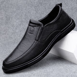 Men's Business Casual Flat Slip On Leather Shoes