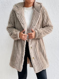 Women's Mid-Length Double Sided Plush Button Hooded Coat