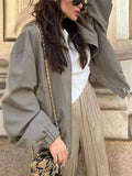 Women's Oversized Long Sleeve Zipper Bomber Coat