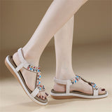 Multicolored Rhinestone Open Toe Beach Sandals for Women