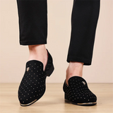 Men's Vintage Faux Suede Leopard Head Badge Dress Shoes