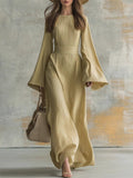 Women's Textured Bell Sleeve Maxi Dress Elegant Party Gown