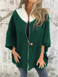 Women's Autumn Casual Contrast Collar Zip Up Half Sleeve Coats