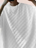 Loose Sporty Short Sleeve Jacquard Plaid Outfits for Men
