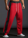 Men's Side Striped Mid-waist Loose Fit Drawstring Sport Trousers