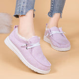 Plush Lined Low-top Canvas Loafers for Women