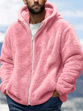 Men's Warm Casual Thick Fleece Lined Zip Up Hooded Coats