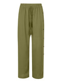 Female Plus Size Side Split Buttoned Drawstring Pants