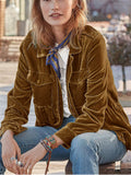 ‌Women's Autumn Velvet Vintage Waist-tightening Lapel Cargo Jacket