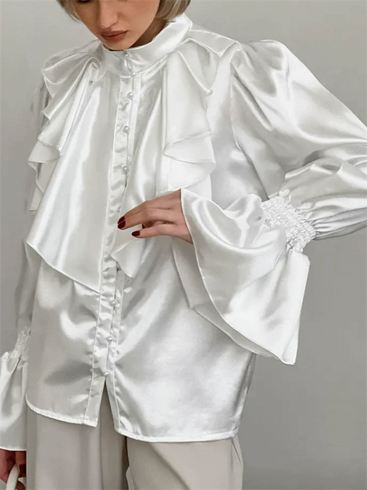French Style Ruffled Flare Sleeve Blouses for Women