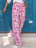 Women's Comfort Wide Leg Floral Leaf Printed Pants