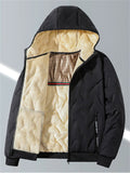 Men's Warm Zip Up Fleece Lined Hooded Jacket for Winter