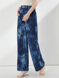 Women's Cotton Mid-Rise Gradient Wide Leg Straight Denim Pants