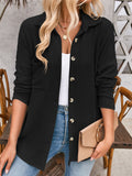 Women's Casual Solid Color Stripe Long Sleeve Button Up Blouse