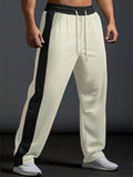 Men's Side Striped Mid-waist Loose Fit Drawstring Sport Trousers