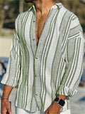 Striped Leisure Long Sleeve Shirts for Men