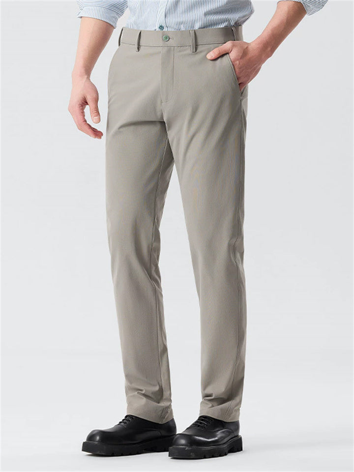 Men's Comfy Elastic Material Straight Leg Fitted Suit Pants
