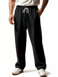 Men's Casual Solid Color Elastic Waist Wide Leg Sweatpants