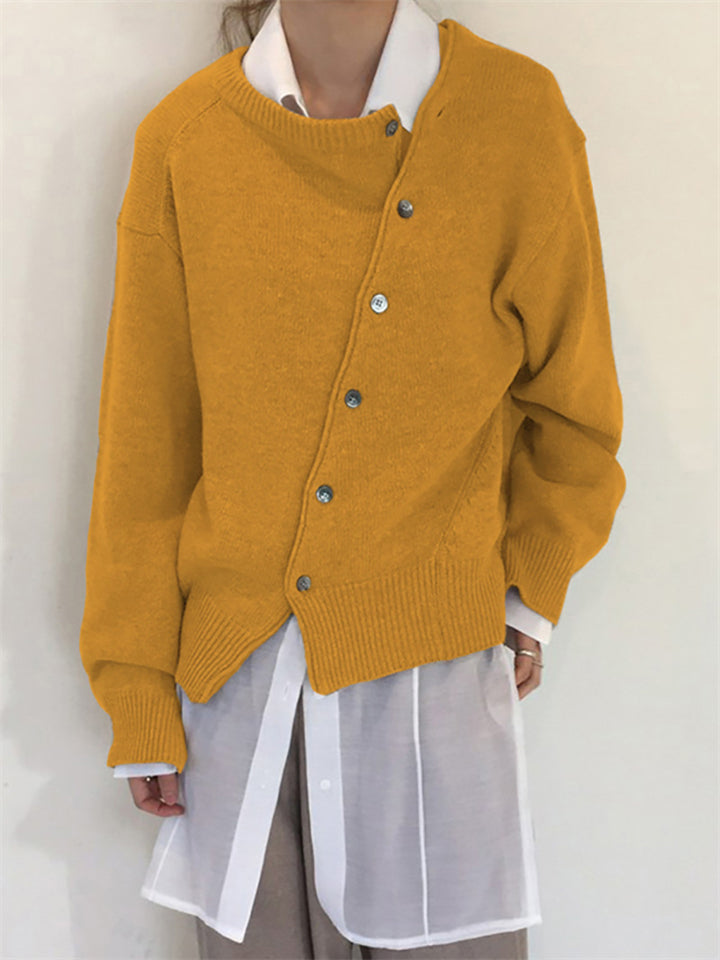 Women's Fashion Irregular Crew Neck Cashmere Knitted Sweaters