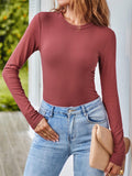 Female Autumn Slim Fit Crew Neck Pullover Shirt