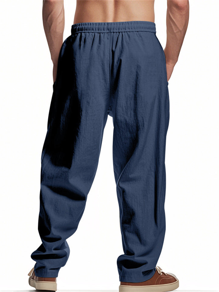 Men's Casual Solid Color Drawstring Beach Pants
