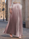 Women's Solid Color High Waist Big Hem Pleated A-Line Skirts