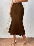 Women's Summer Solid Color Fishtail Midi Length Skirts