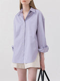 Women's Long Sleeve Turn-down Collar Basic Blouses