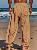 Causal Men's Linen Solid Color Drawstring Pants