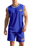 Men's Summer Round Neck Sleeveless Top and Drawstring Pants Set