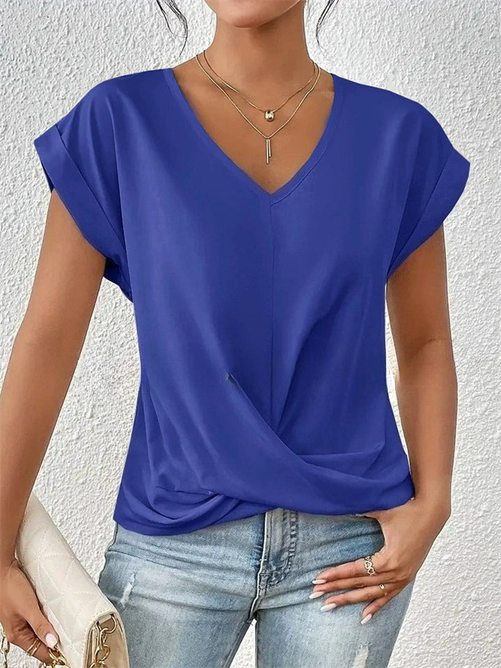 Women's Summer Basic Solid Color V Neck Short Sleeve T-Shirts