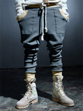 Trendy Contrast Color Drawstring Knitted Casual Pants for Men