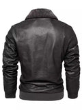 Men's Vintage Motorcycle Style Patchwork Fleece Lined Faux Leather Jackets