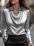Women's Solid Color Simple Lapel Long Sleeve Blouses