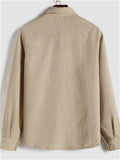 Men's Fall Winter Corduroy Long Sleeve Turn-Down Collar Shirts