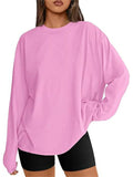 Women's Autumn Oversize Solid Color Round Neck Long Sleeve Shirts