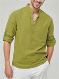 Male Casual Loose Fit Pocket Henley Shirts