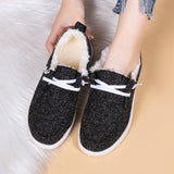 Plush Lined Low-top Canvas Loafers for Women