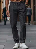 Men's Simple Elastic Waist Drawstring Straight Leg Casual Pants