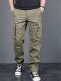 Men's High Steet Simple Cotton Loose Fit Multi Pockets Cargo Pants