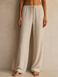 Women Plaid Elastic Drawstring Waist Wide Leg Lounge Pants