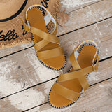 Female Buckle Crossover Strap Low Heel Flat Sandals