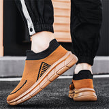 Male's Lightweight Flying Woven Mesh Contrast Color Slip-Ons Sneakers