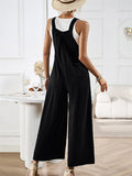 Female Summer Linen Cotton Strappy Wide Leg Jumpsuits
