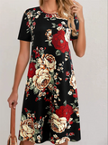 Women's Summer Elegant Printed Short Sleeve Round Neck Dress