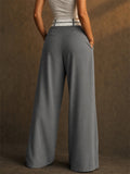 Women High Waist Wide Leg Pleated Office Dress Pants