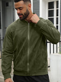 Men's Simple Autumn Faux Suede Zipper Casual Jackets