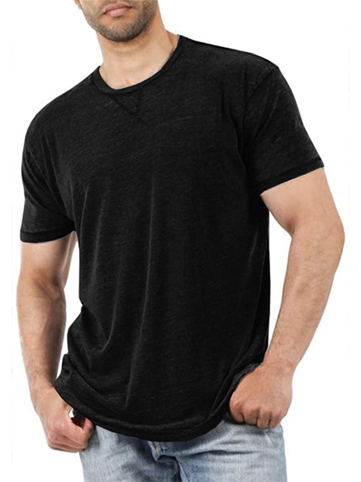 Men's Comfortable Cotton Blend Crew Neck Candy Color T-shirt
